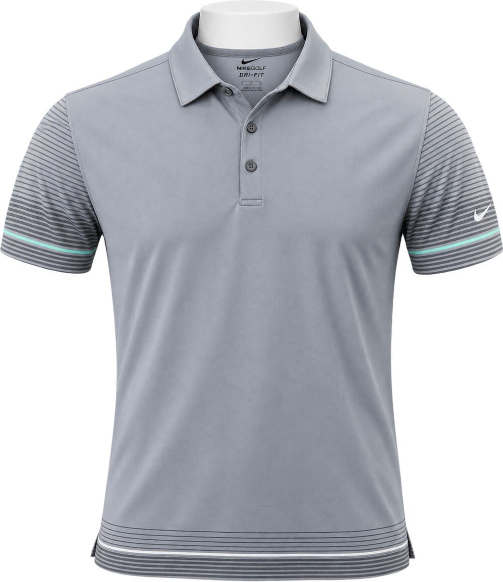 Nike  Men's Golf Dri-FIT Gray Stripe Performance Polo Shirt - Large L